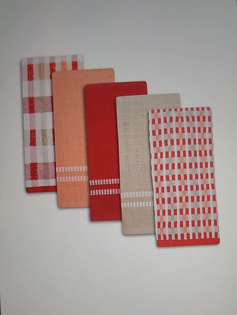 The Big One Red, Orange & Beige Waffle Weave Kitchen Towels - 5 Pack